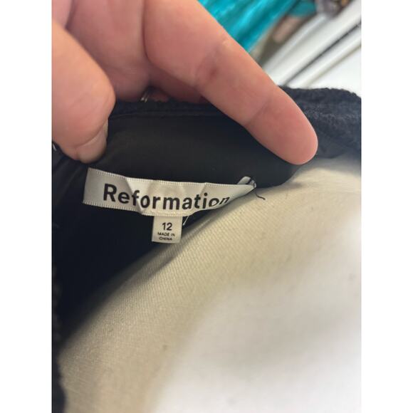 Reformation Black Cap Sleeve Boule Mini Dress Sz 12 - Picture 4 of 4